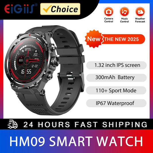 EIGIIS Military Smart Watch for Men 1.32’’ HD Rugged Fitness Tracker with Heart Rate Sleep Monitor Pedometer Sports smartwatch